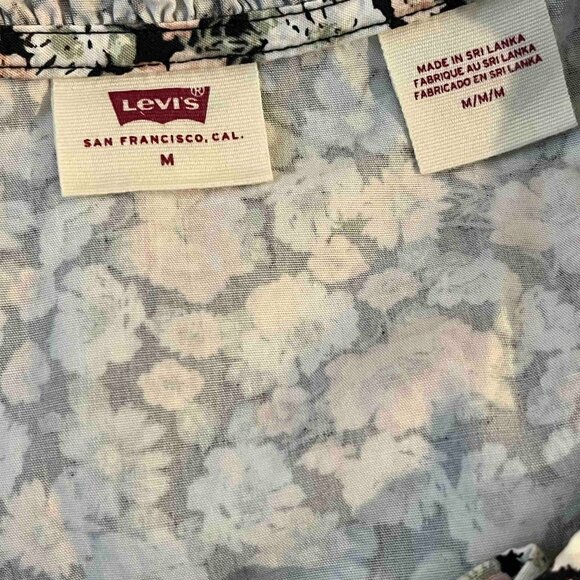Levi's Cropped Floral Top w/ Puffed Sleeves M - Picture 6 of 6